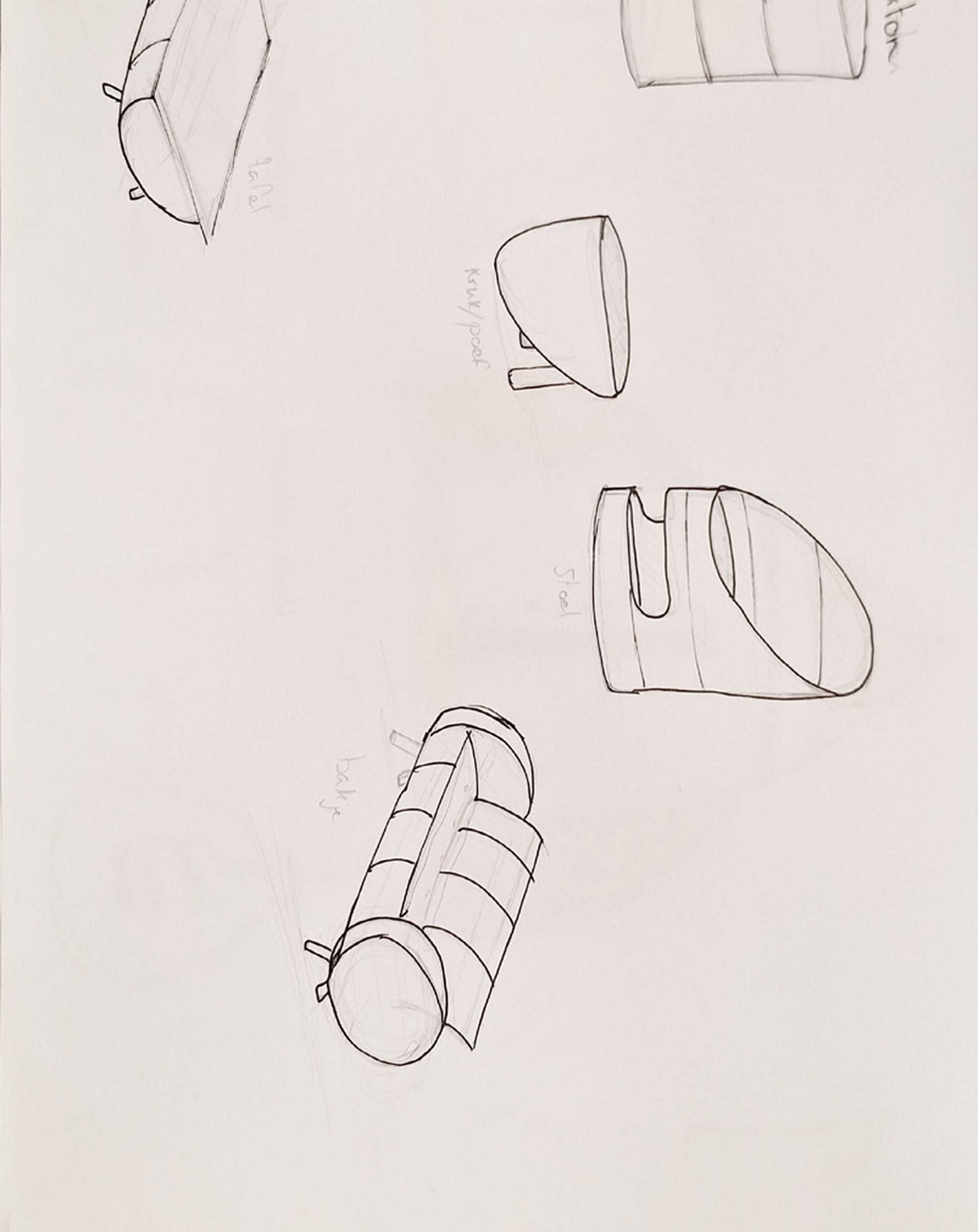 Early sketches for drum-based furniture